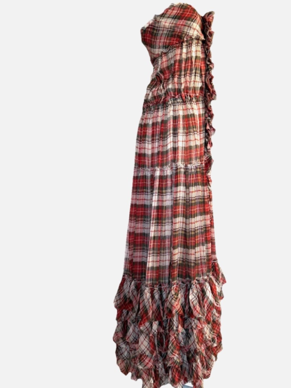 D&G Dolce & Gabbana Tartan plaid silk chiffon gown dress - Picture 4 of 15